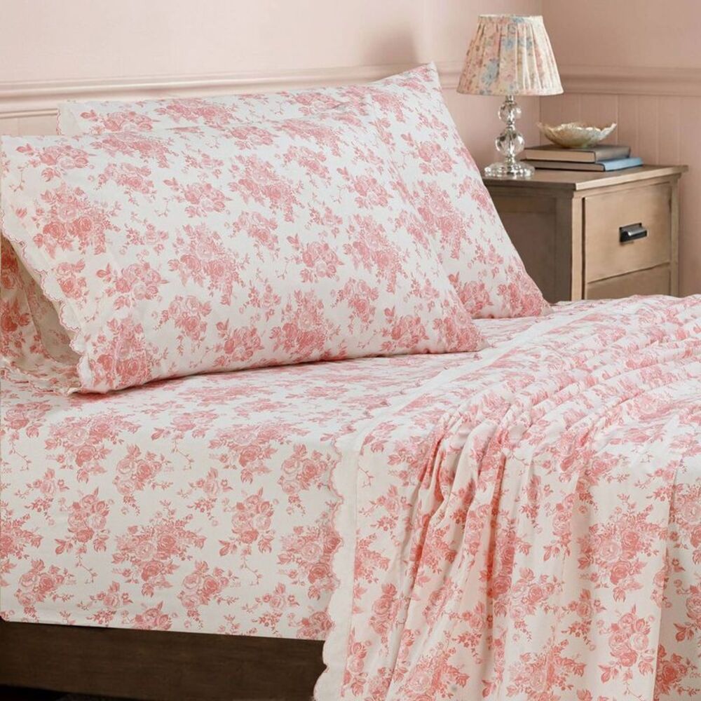 Full Microfiber Sheet Set Pink Floral